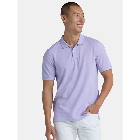 George Other - George Mens Purple Cloud Heather SS Pique Polo Shirt Size 2XL